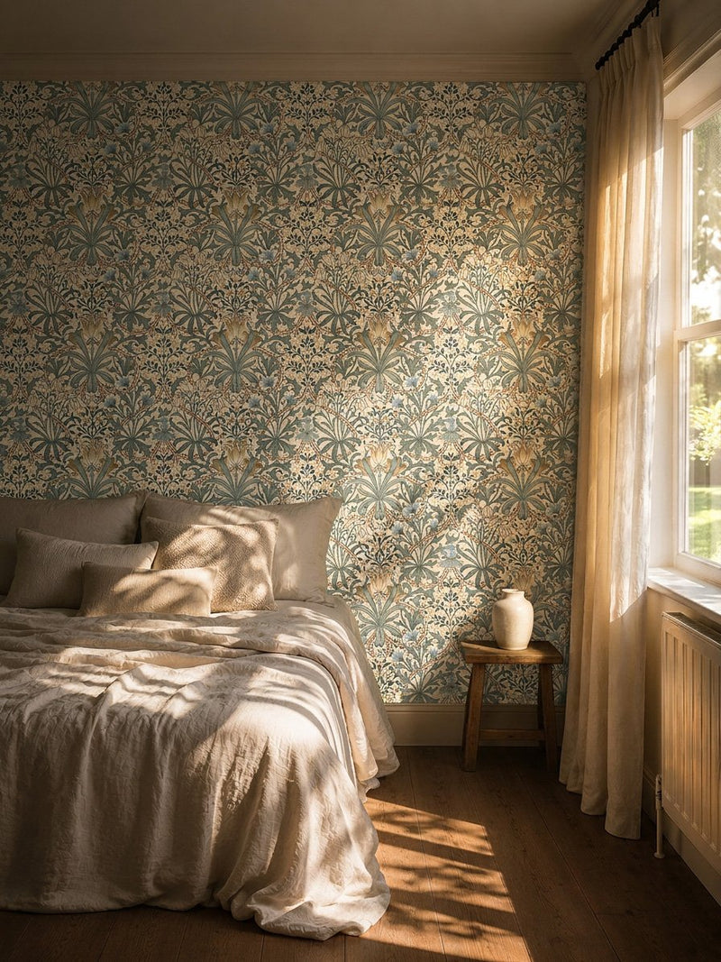 MOW0175-01 Woodland Weeds Bayleaf / Wheat Colours of Morris Wallpaper by Morris & Co