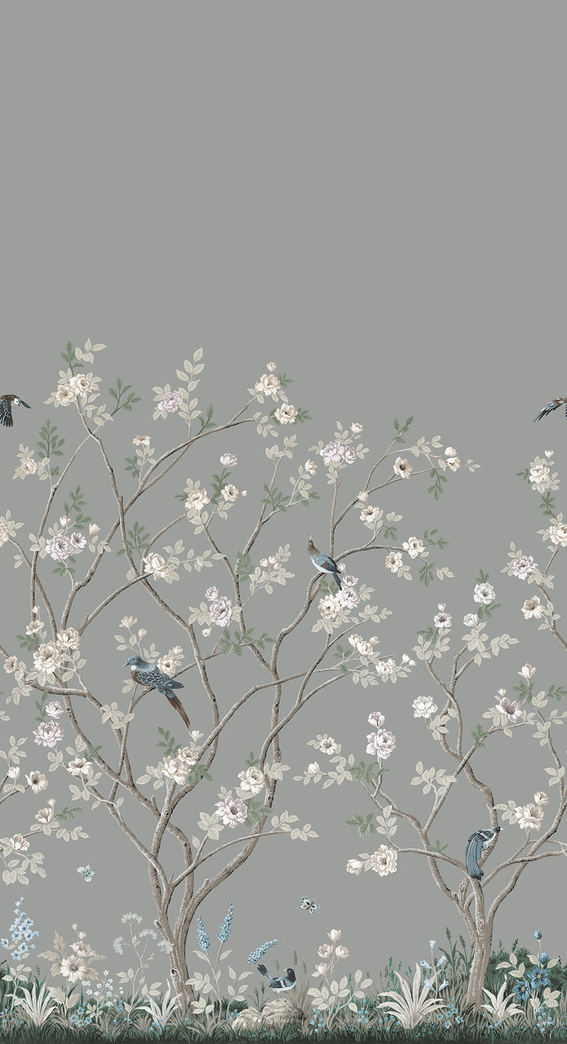 MU0313M Lingering Garden Grey Classics Mural by York Wallcoverings