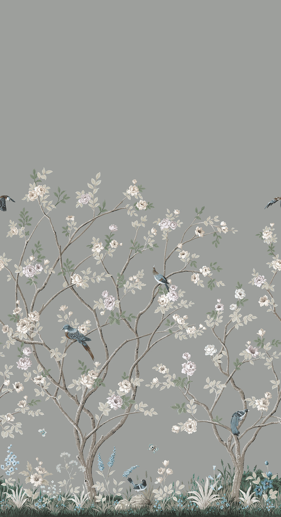 MU0313M Lingering Garden Grey Classics Mural by York Wallcoverings