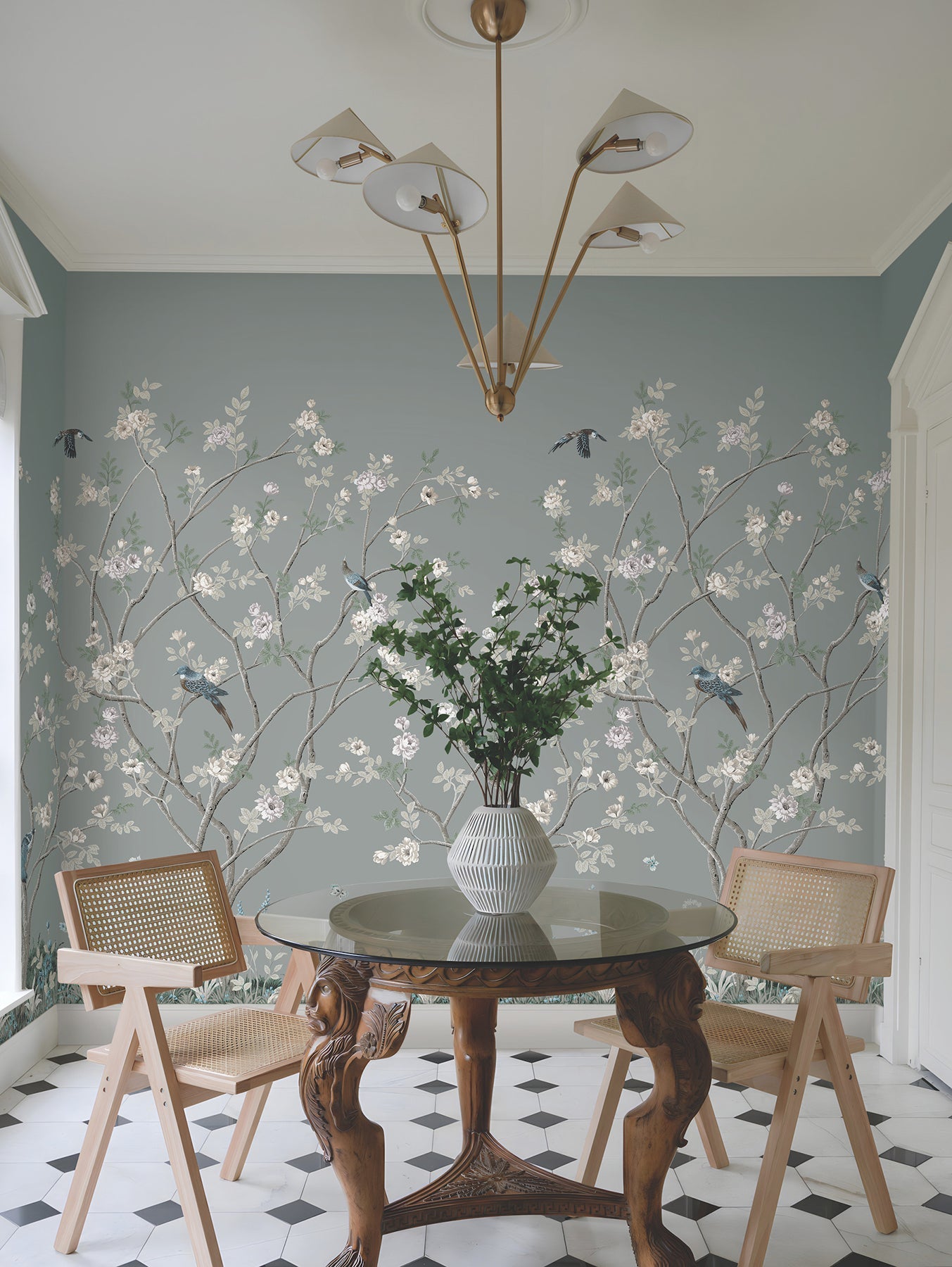 MU0313M Lingering Garden Grey Classics Mural by York Wallcoverings