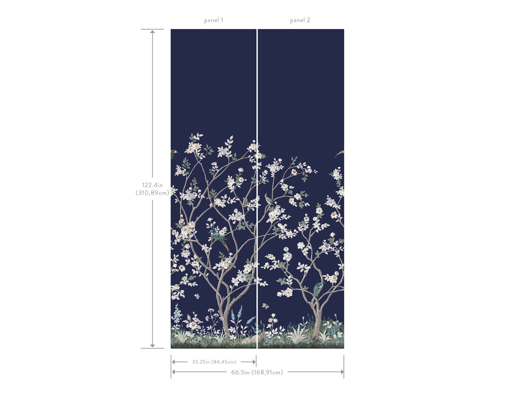 MU0315M Lingering Garden Navy Classics Mural by York Wallcoverings