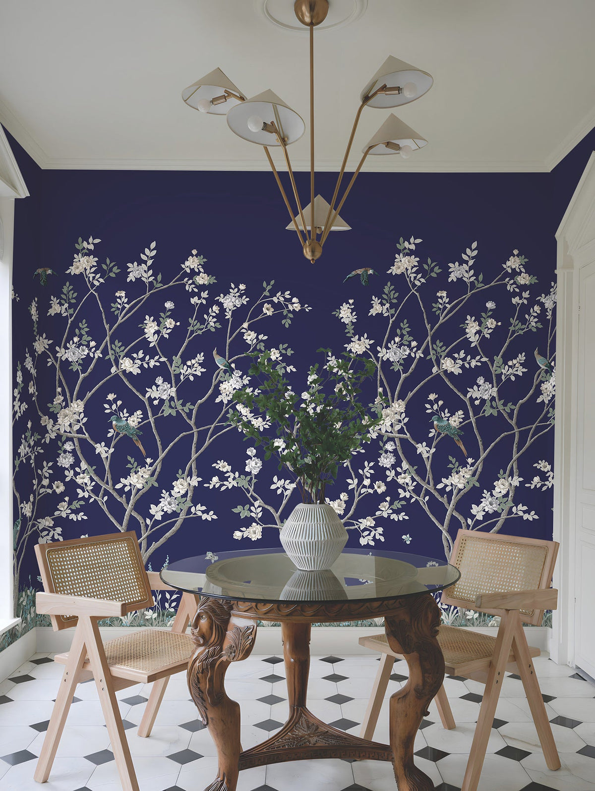 MU0315M Lingering Garden Navy Classics Mural by York Wallcoverings