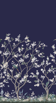MU0315M Lingering Garden Navy Classics Mural by York Wallcoverings