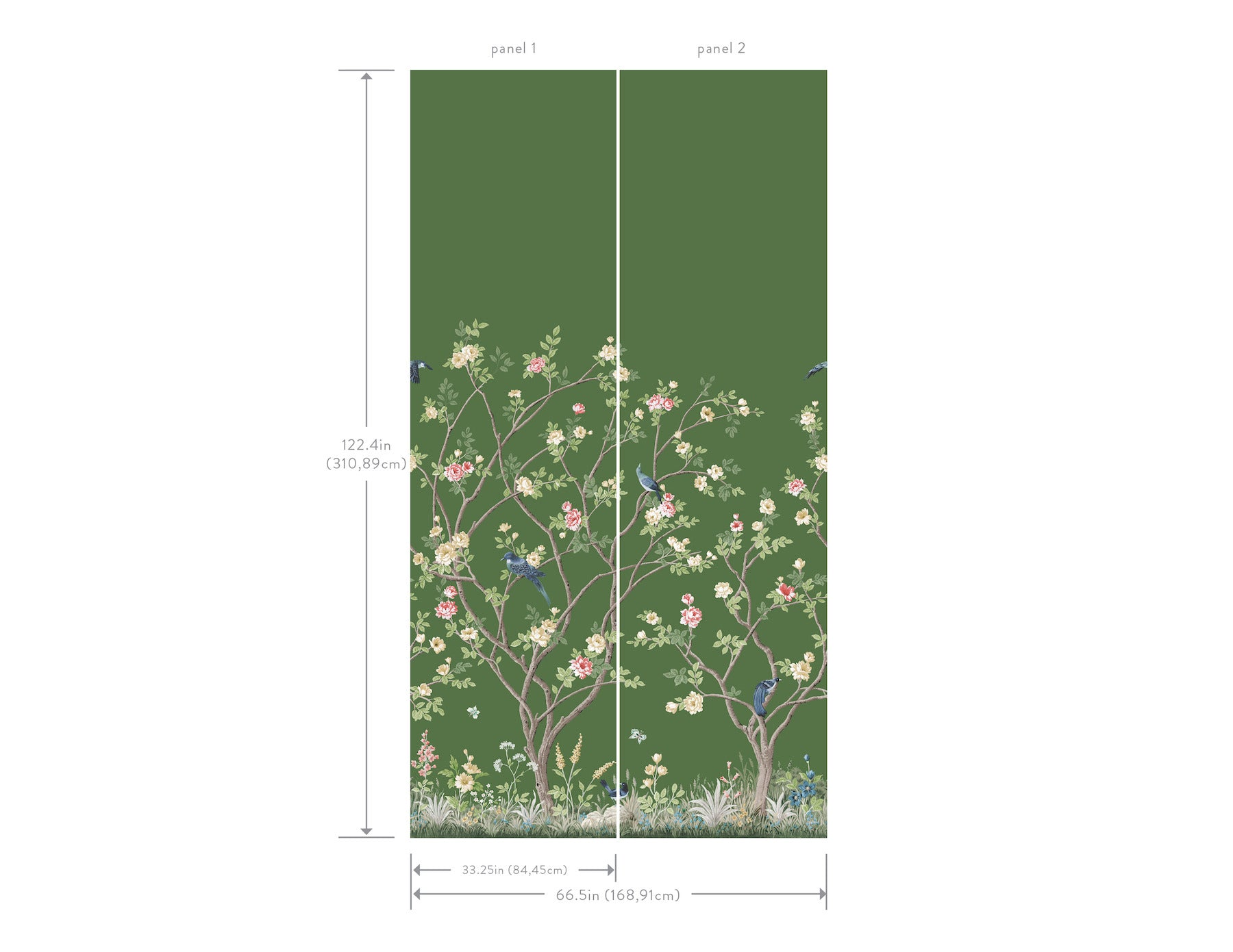 MU0316M Lingering Garden Green Classics Mural by York Wallcoverings