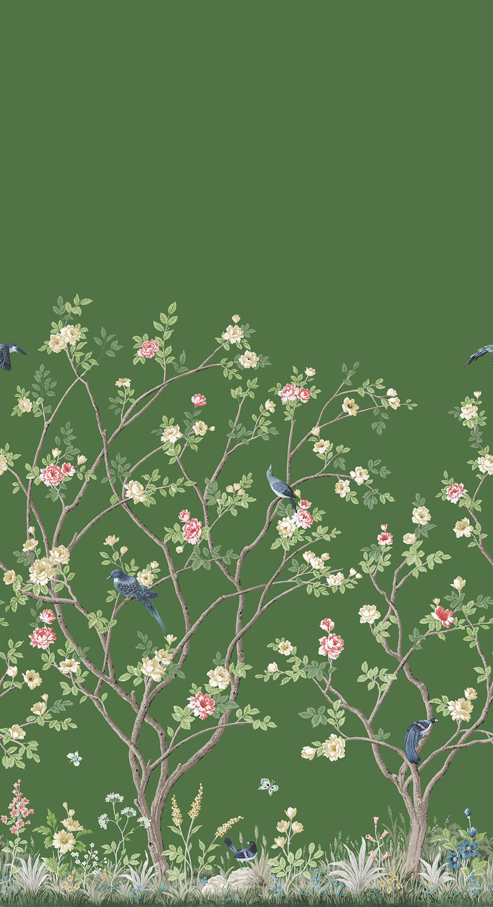 MU0316M Lingering Garden Green Classics Mural by York Wallcoverings