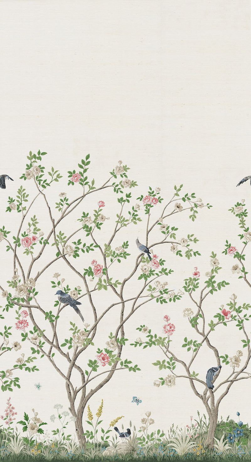 MU0317MSISAL Lingering Garden White Sisal Classics Mural by York Wallcoverings