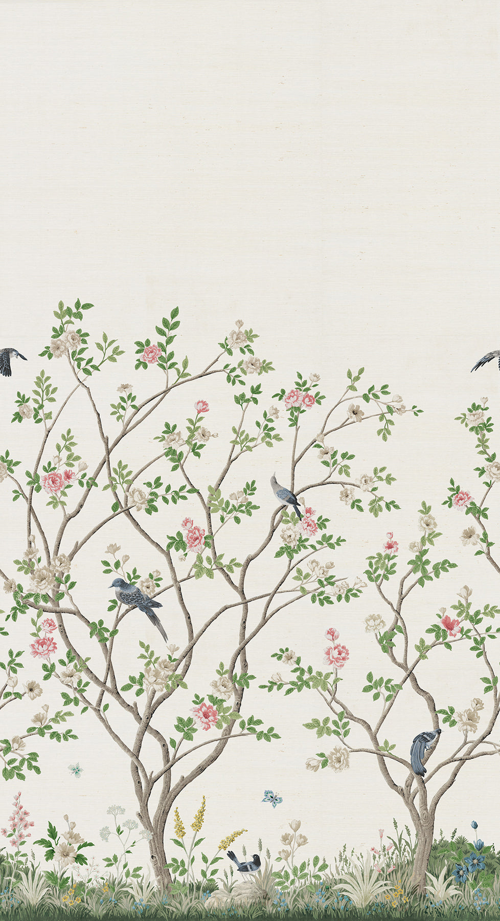 MU0317MSISAL Lingering Garden White Sisal Classics Mural by York Wallcoverings