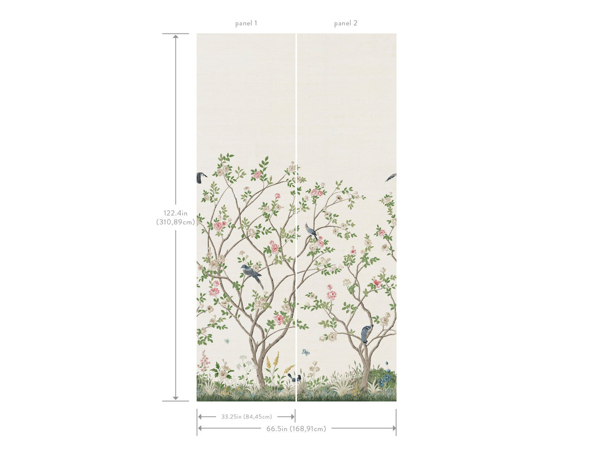 MU0317MSISAL Lingering Garden White Sisal Classics Mural by York Wallcoverings