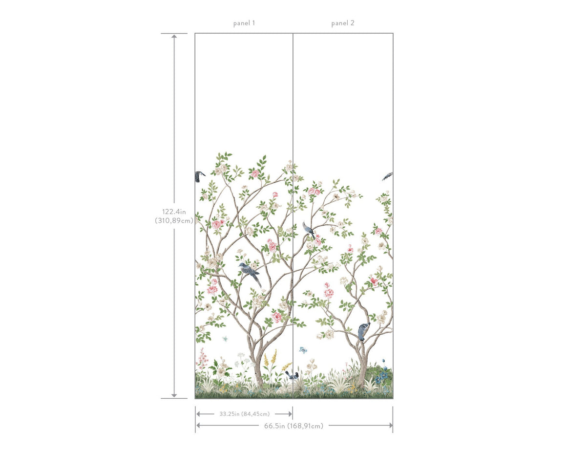 MU0317M Lingering Garden White Classics Mural by York Wallcoverings