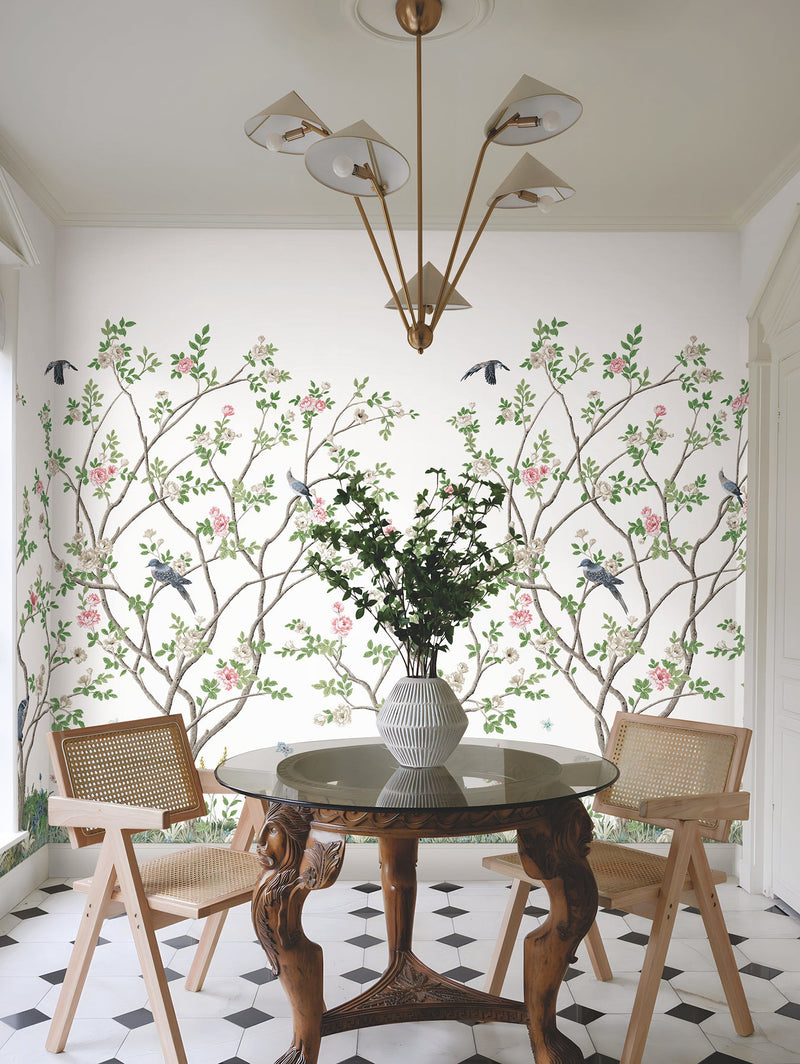 MU0317M Lingering Garden White Classics Mural by York Wallcoverings