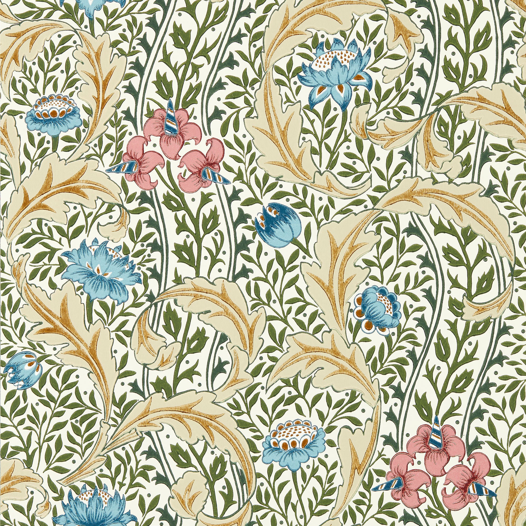 217576 Wild Tulip & Vine The Unfinished Works Multi Wallpaper by Morris & Co