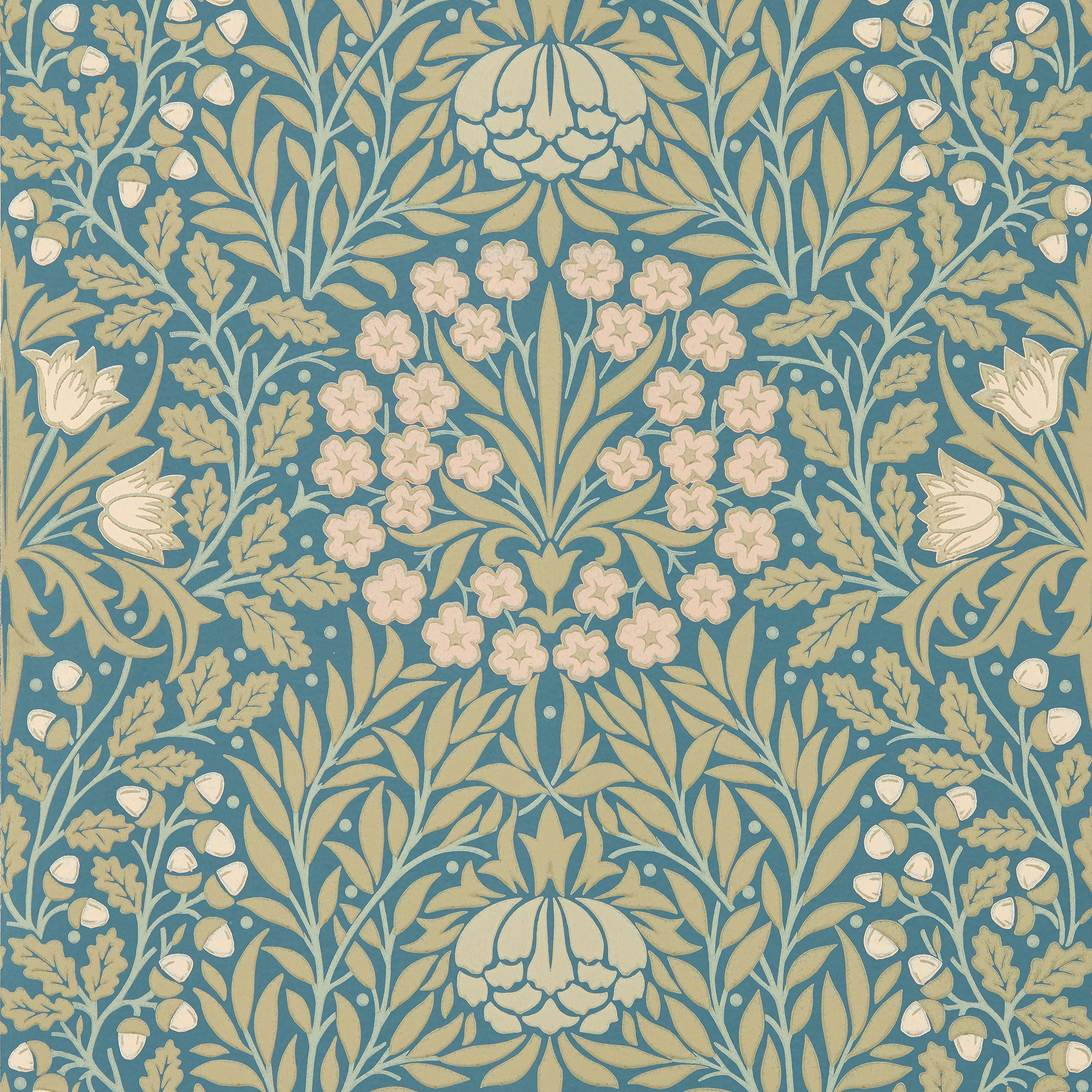 217584 Daisy & Oak The Unfinished Works Powder Blue/Blush Wallpaper by Morris & Co