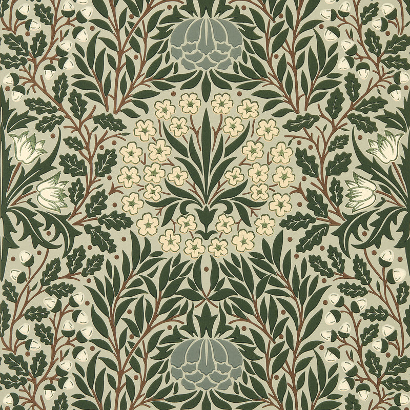 217585 Daisy & Oak The Unfinished Works Sage/Forest Wallpaper by Morris & Co