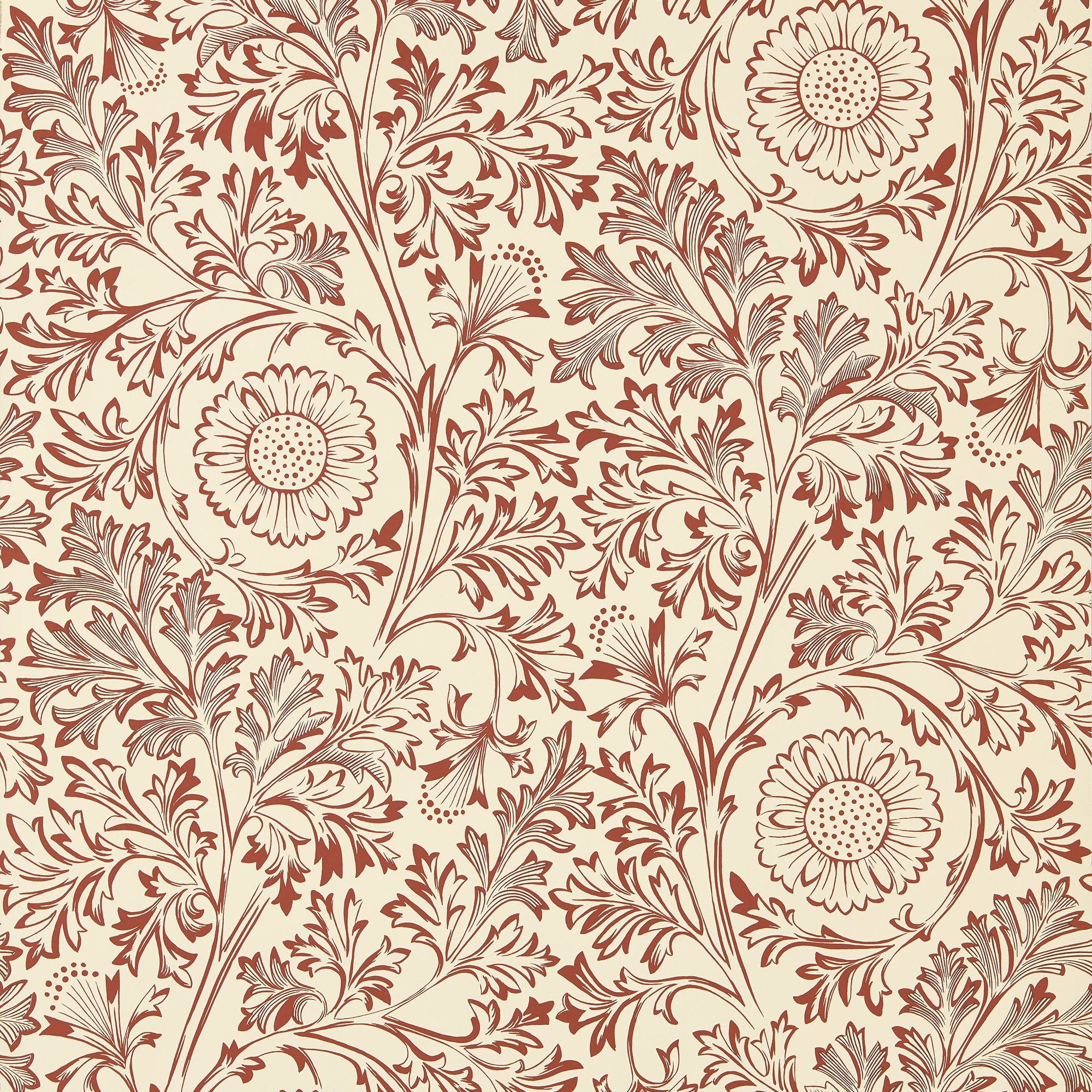 217587 Chamomile The Unfinished Works Flax/Madder Wallpaper by Morris & Co