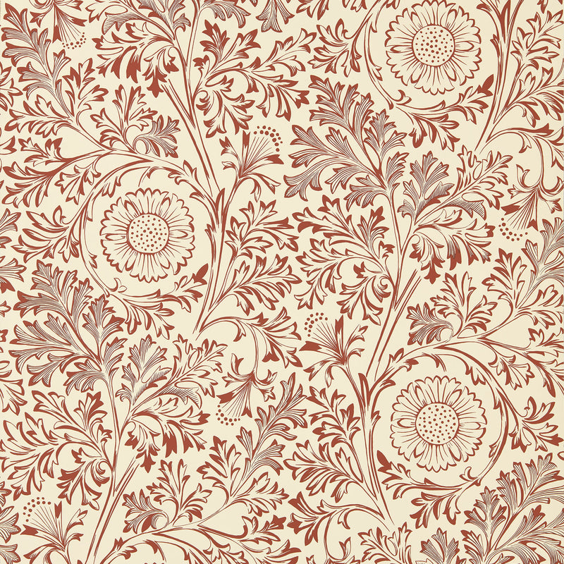 217587 Chamomile The Unfinished Works Flax/Madder Wallpaper by Morris & Co