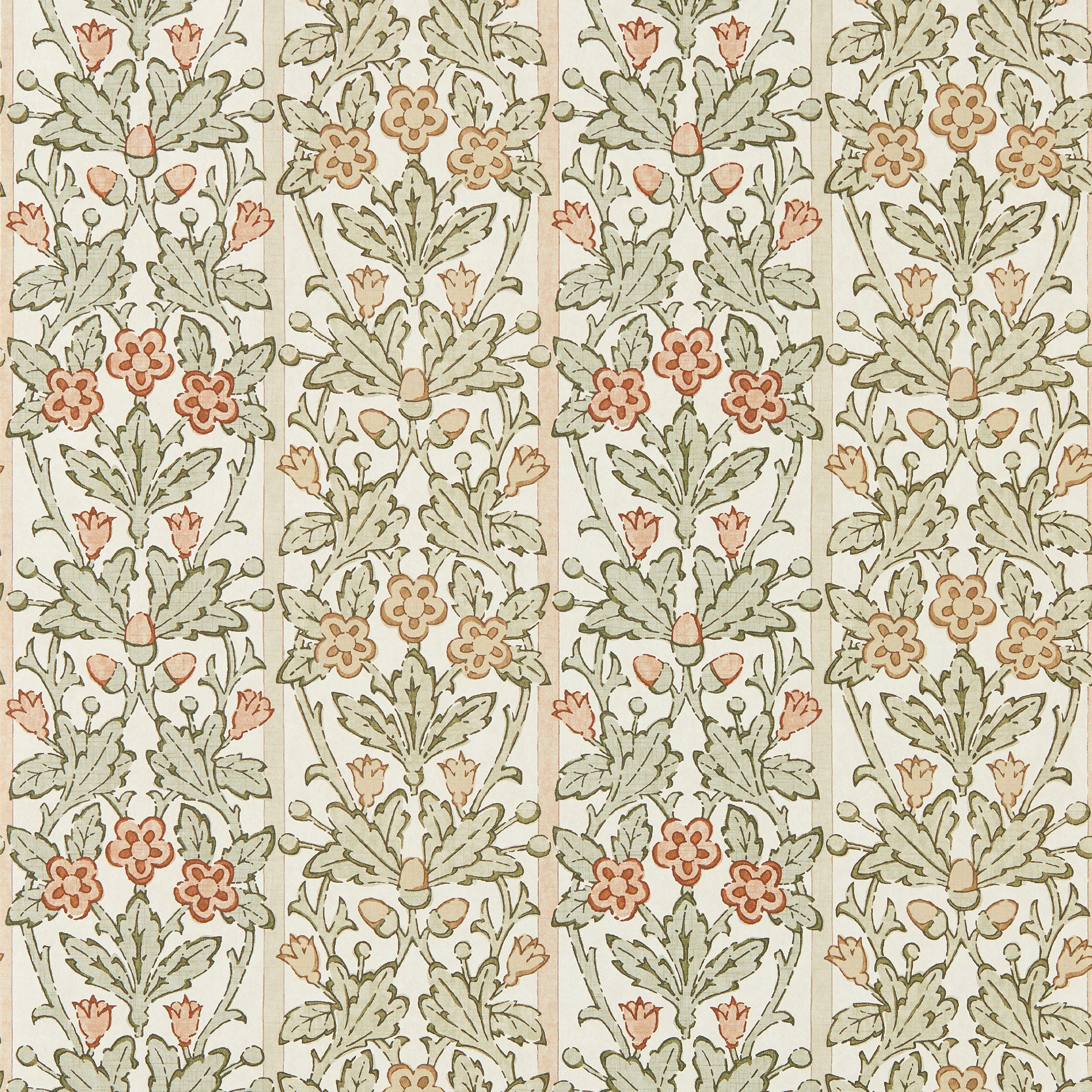 217589 Oak & Blossom The Unfinished Works Chestnut/Primrose Wallpaper by Morris & Co