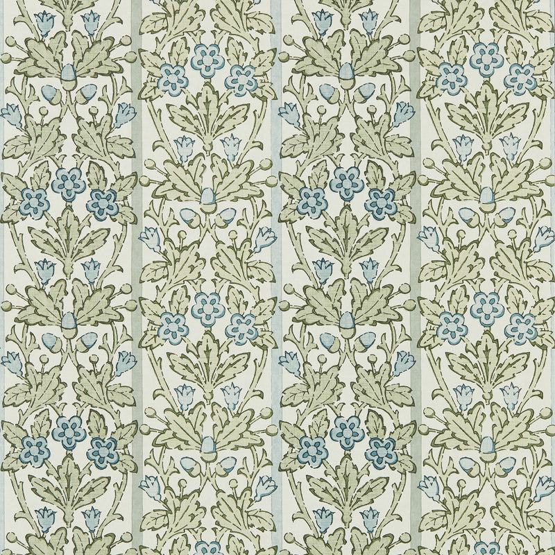 217590 Oak & Blossom The Unfinished Works Thyme/Woad Wallpaper by Morris & Co