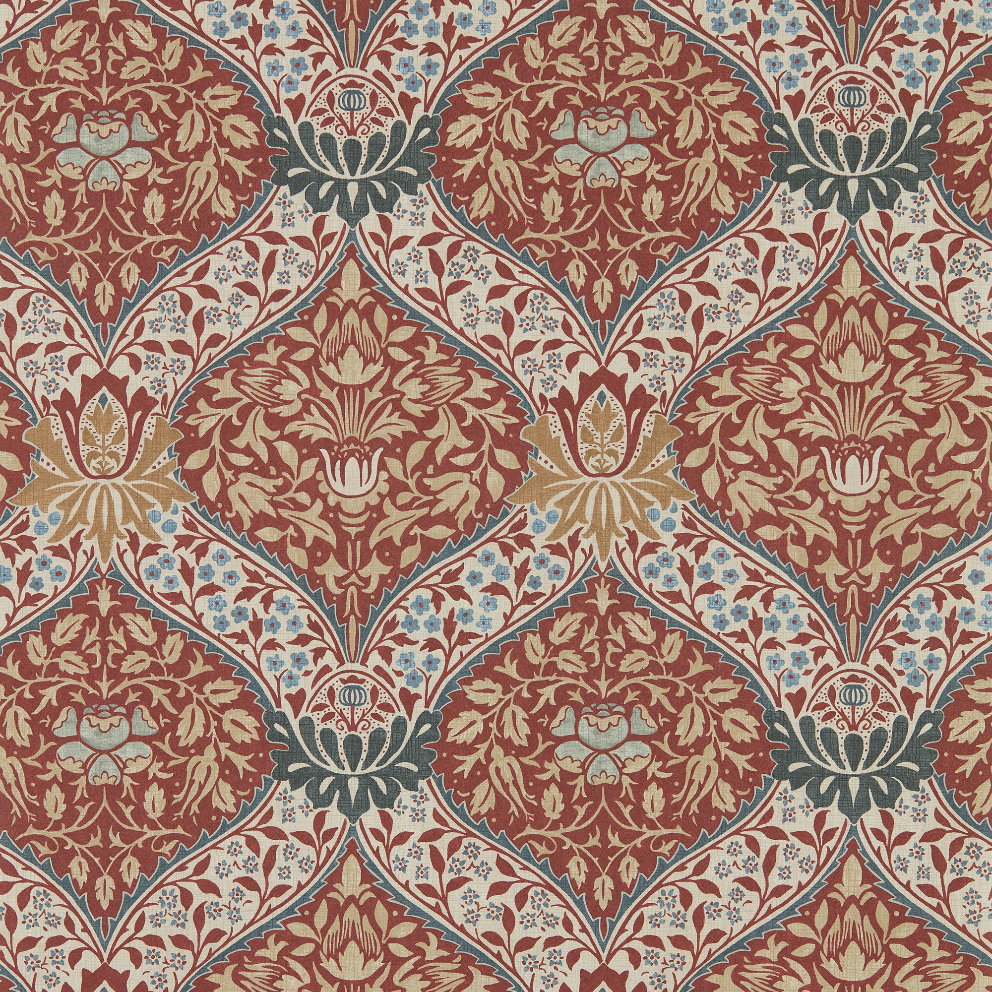 217594 Norbury The Unfinished Works Slate/Madder Wallpaper by Morris & Co