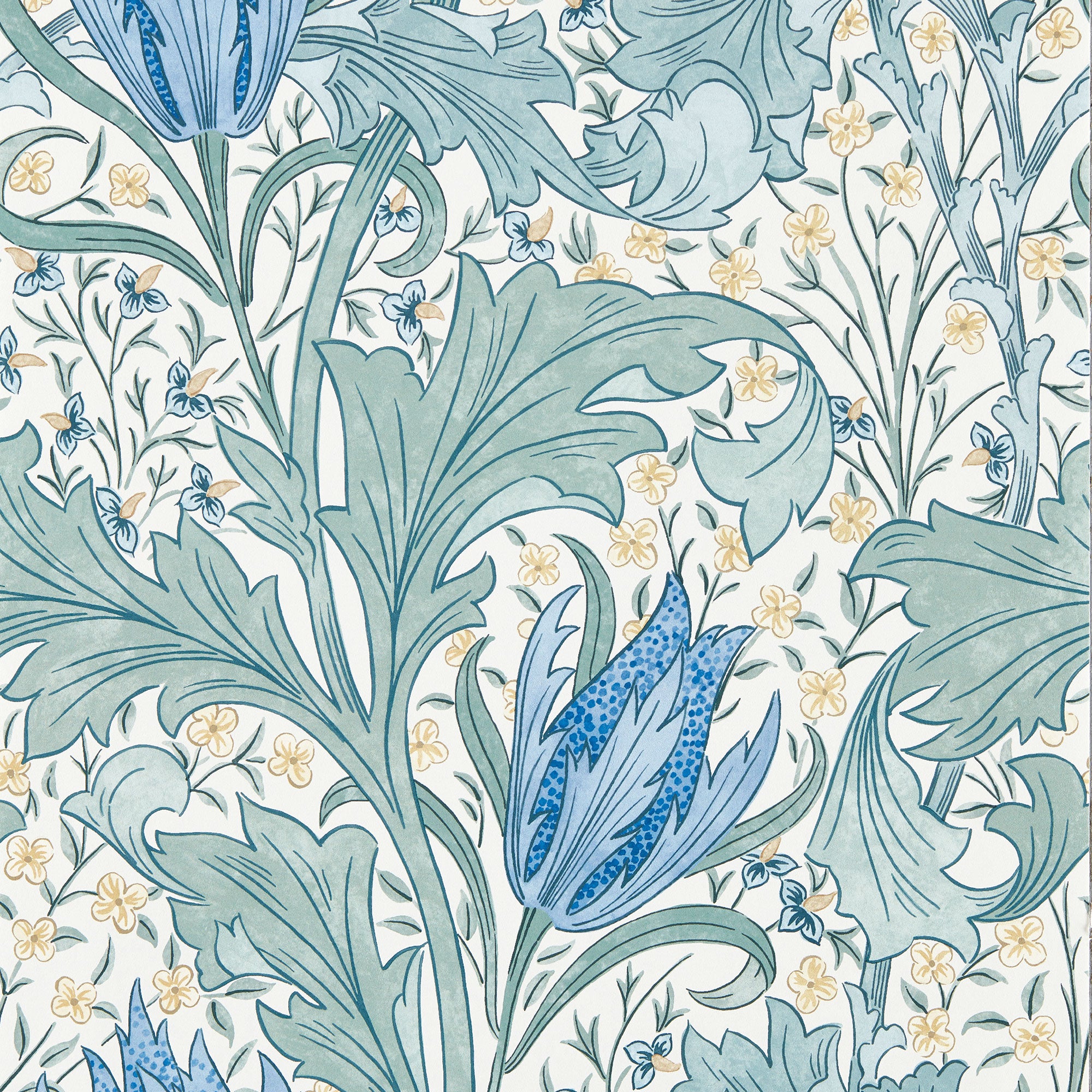 217597 Lent Lily The Unfinished Works Cornflower Blue Wallpaper by Morris & Co
