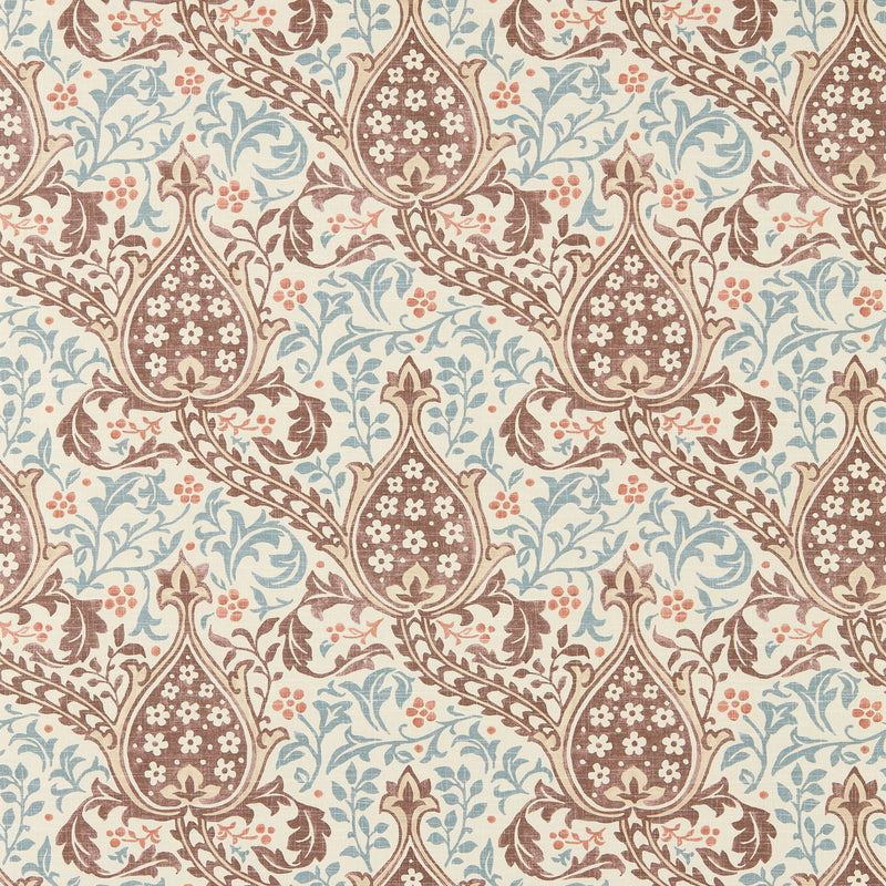 217598 Persian Tulip The Unfinished Works Umber/Mineral Blue Wallpaper by Morris & Co