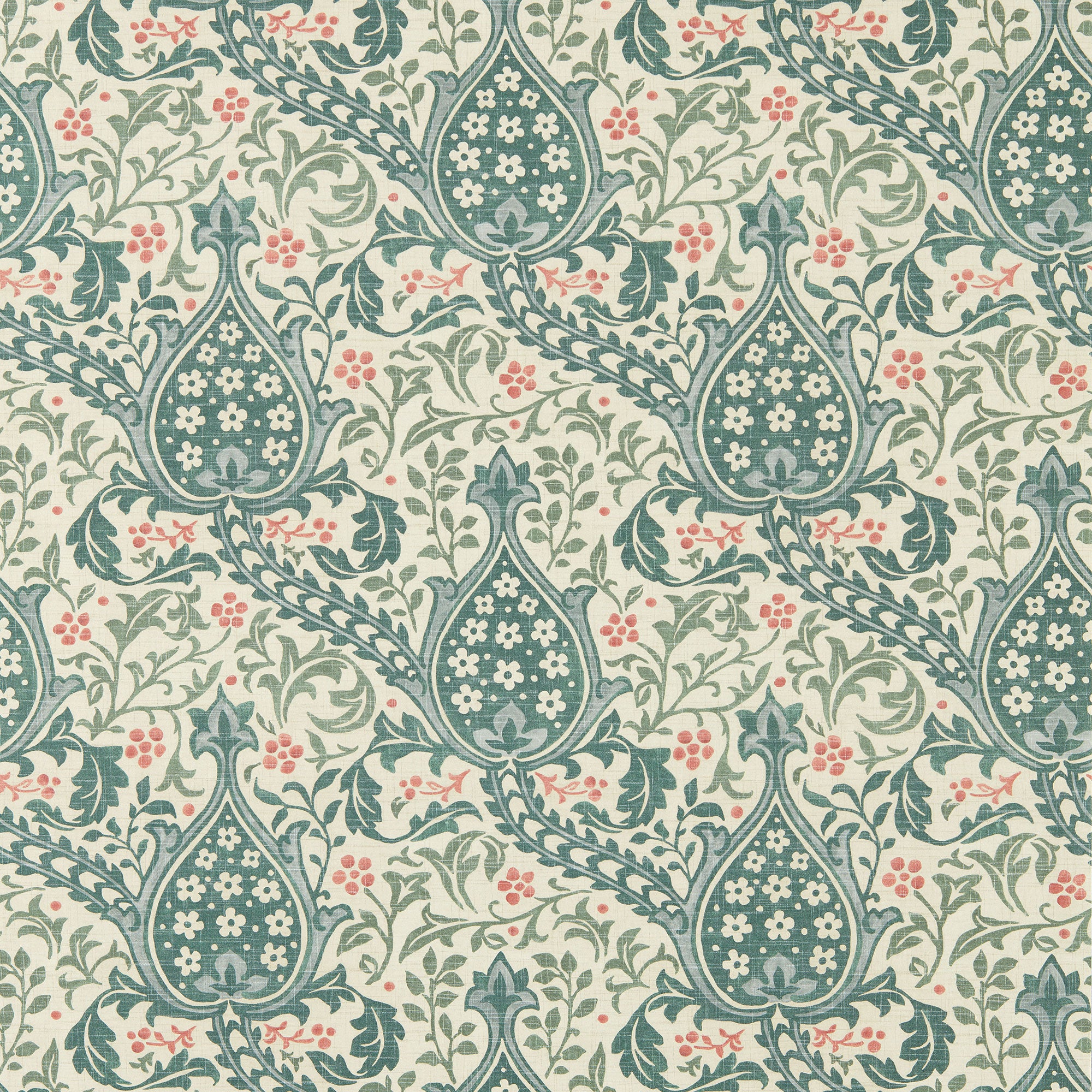 217599 Persian Tulip The Unfinished Works Teal Wallpaper by Morris & Co