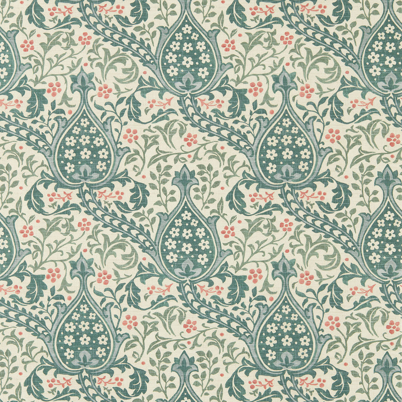 217599 Persian Tulip The Unfinished Works Teal Wallpaper by Morris & Co