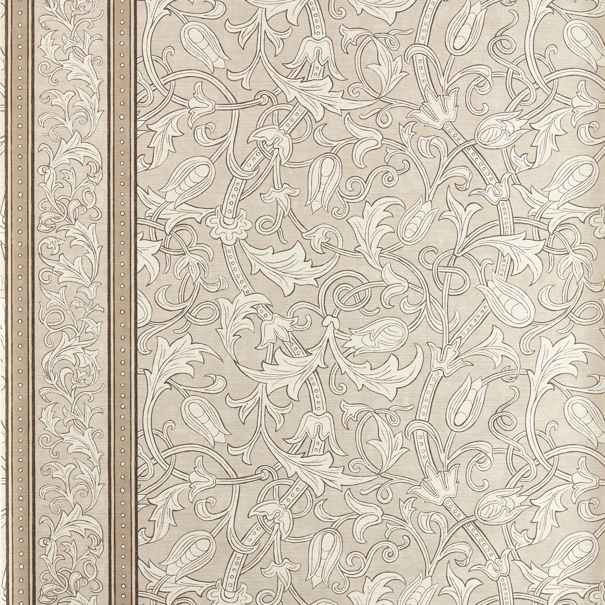 217603 Etched Scrolling Tulip The Unfinished Works Parchment Wallpaper by Morris & Co