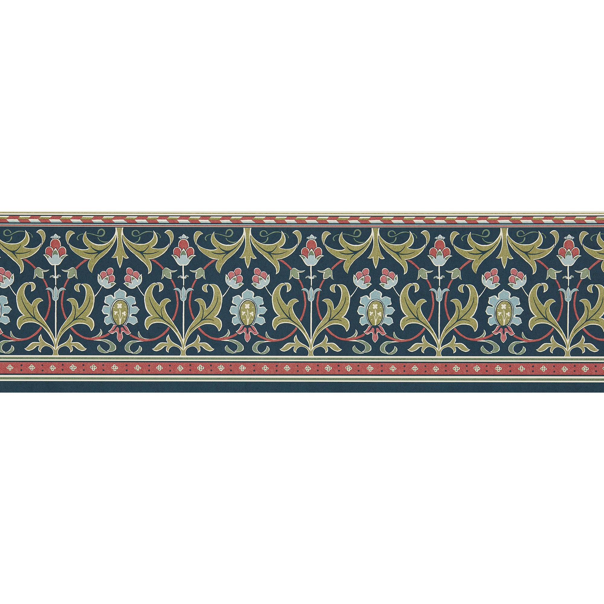 217613 Ornamental Frieze The Unfinished Works Indigo/Thyme Border by Morris & Co