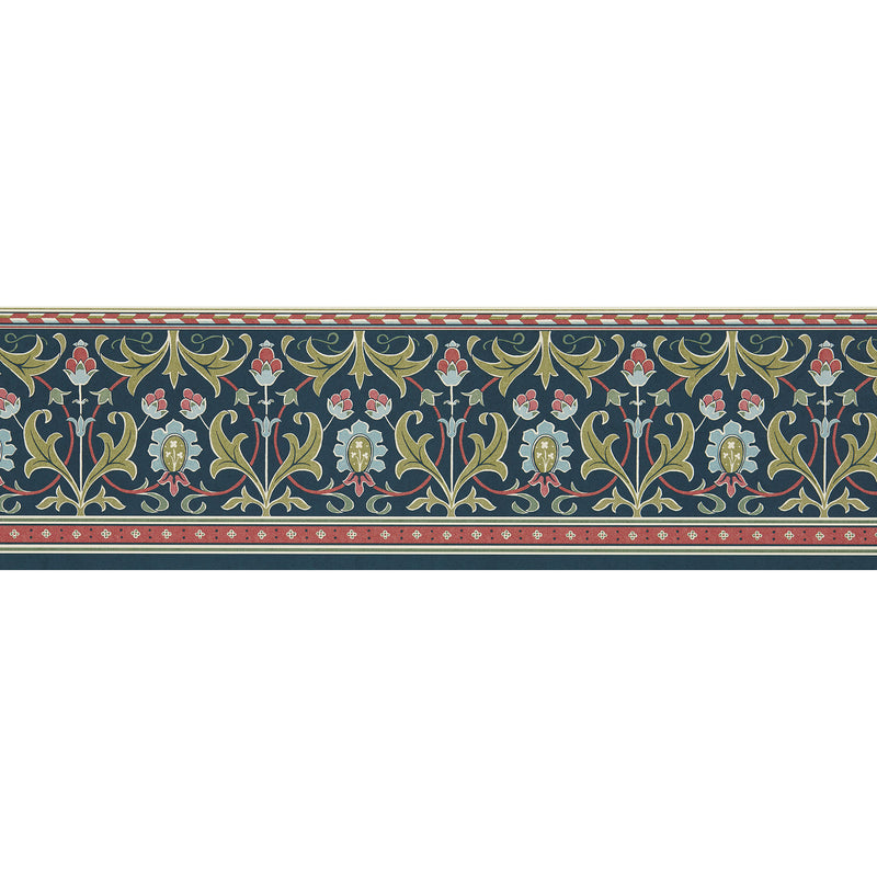 217613 Ornamental Frieze The Unfinished Works Indigo/Thyme Border by Morris & Co