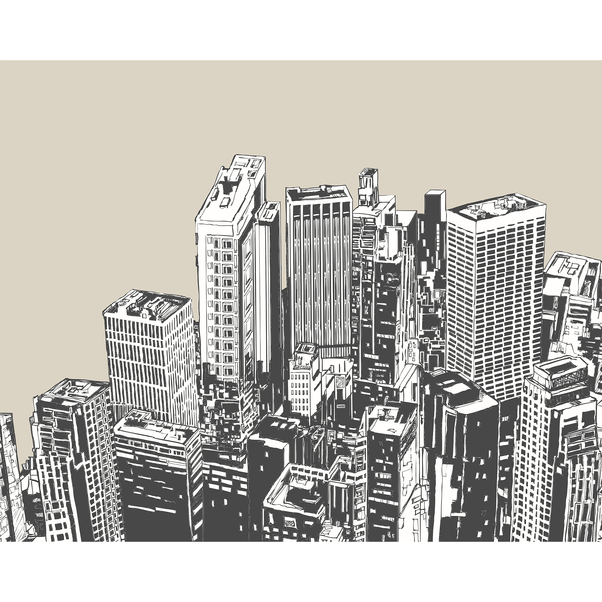 Urban City Skyscrapers Natural Mural (Large) by Origin Murals
