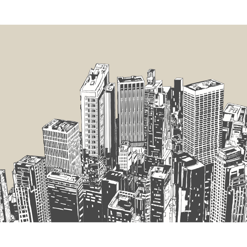 Urban City Skyscrapers Natural Mural (Large) by Origin Murals
