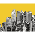 Urban City Skyscrapers Yellow Gold Mural (Large) by Origin Murals