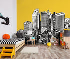 Urban City Skyscrapers Yellow Gold Mural (Large) by Origin Murals