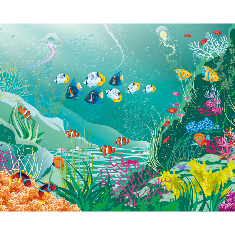 Under The Sea Adventure Jade Green Mural (Large) by Origin Murals