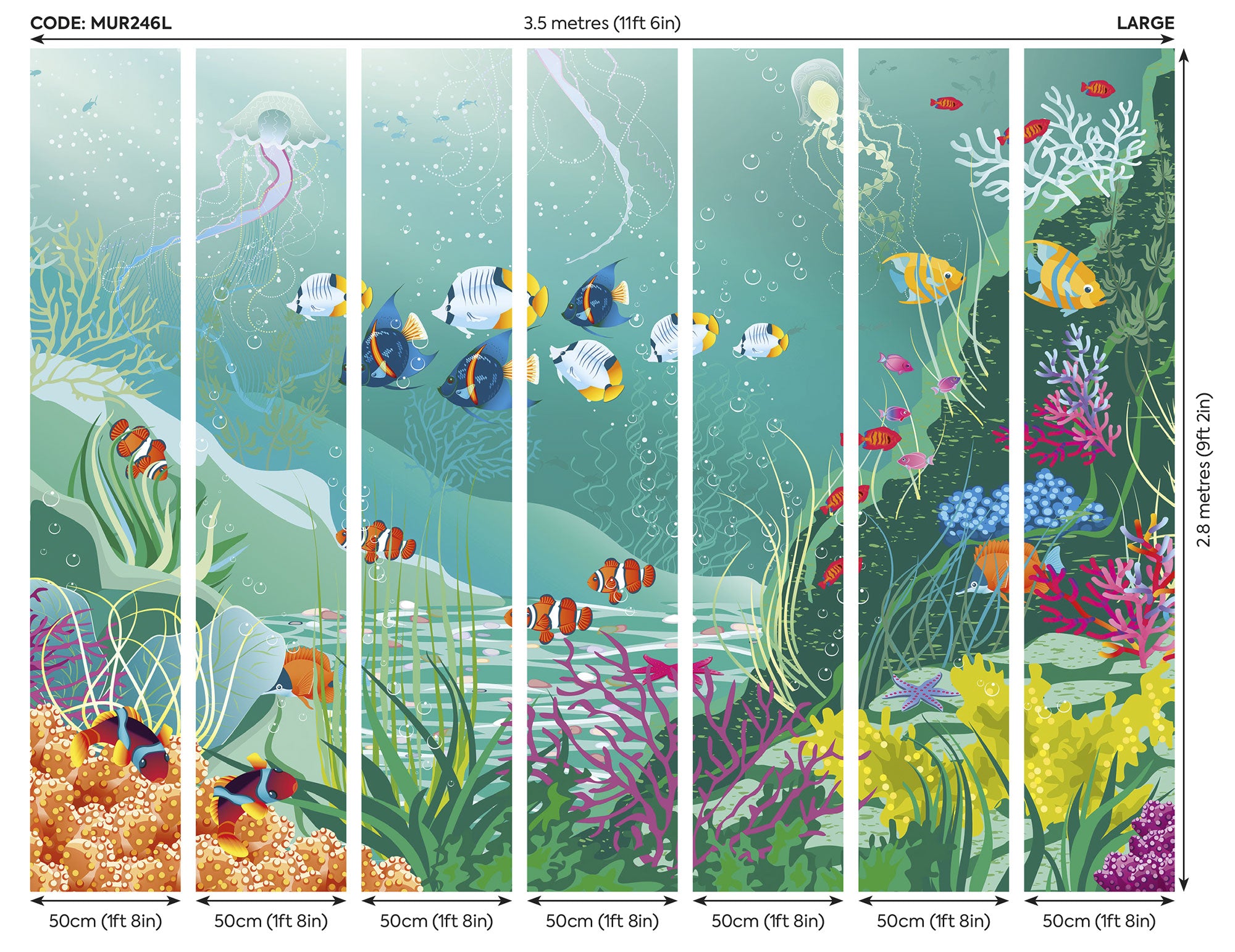 Under The Sea Adventure Jade Green Mural (Large) by Origin Murals