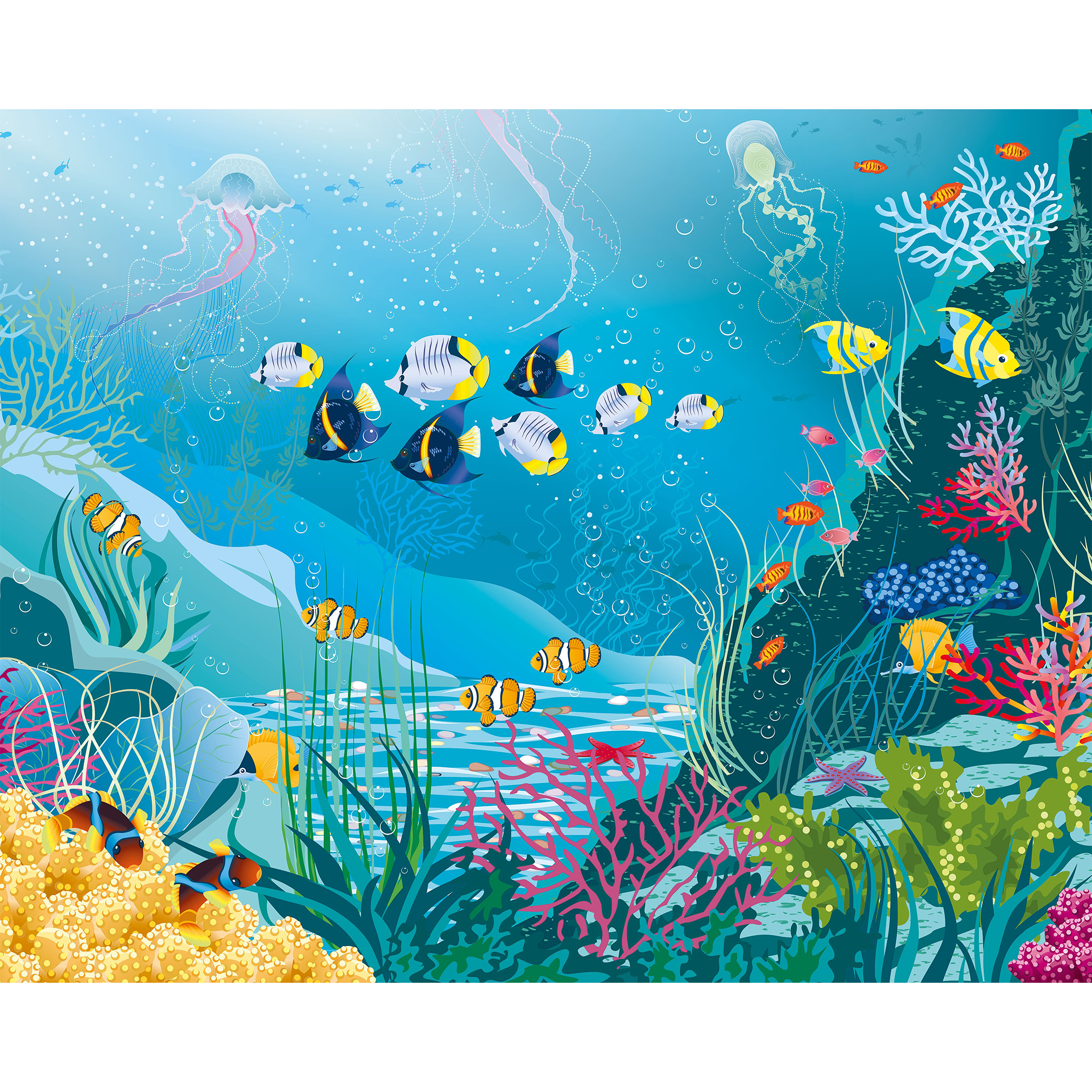 Under The Sea Adventure Aqua Blue Mural (Large) by Origin Murals