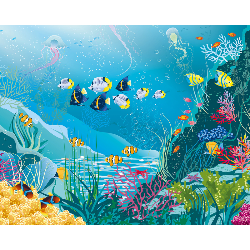 Under The Sea Adventure Aqua Blue Mural (Large) by Origin Murals