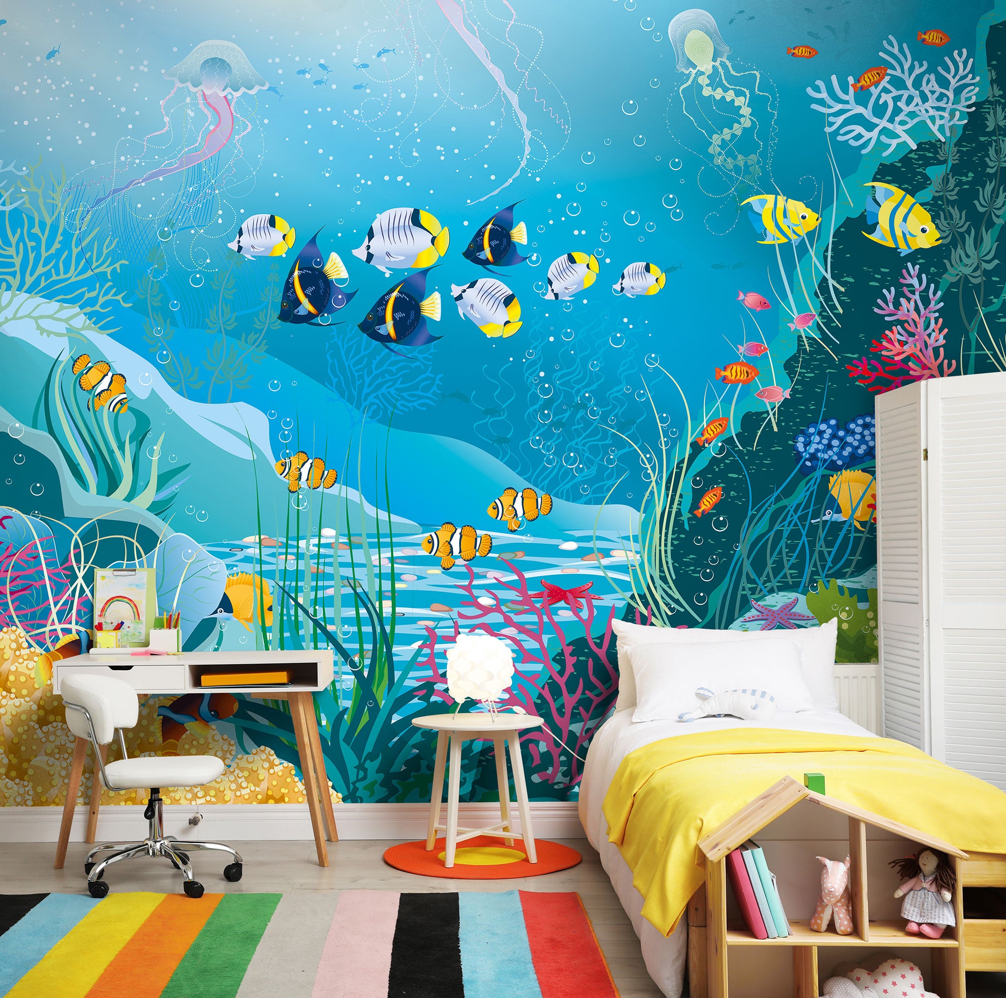 Under The Sea Adventure Aqua Blue Mural (Large) by Origin Murals