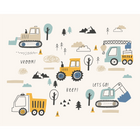 Tractors And Diggers Duckegg Blue Mural (Large) by Origin Murals