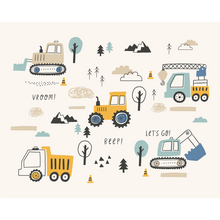Tractors And Diggers Duckegg Blue Mural (Large) by Origin Murals