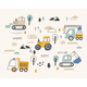 Tractors And Diggers Duckegg Blue Mural (Large) by Origin Murals