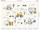 Tractors And Diggers Duckegg Blue Mural (Large) by Origin Murals