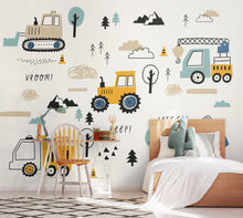 Tractors And Diggers Duckegg Blue Mural (Large) by Origin Murals