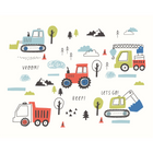 Tractors And Diggers Red Mural (Large) by Origin Murals