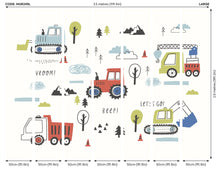 Tractors And Diggers Red Mural (Large) by Origin Murals