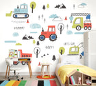 Tractors And Diggers Red Mural (Large) by Origin Murals