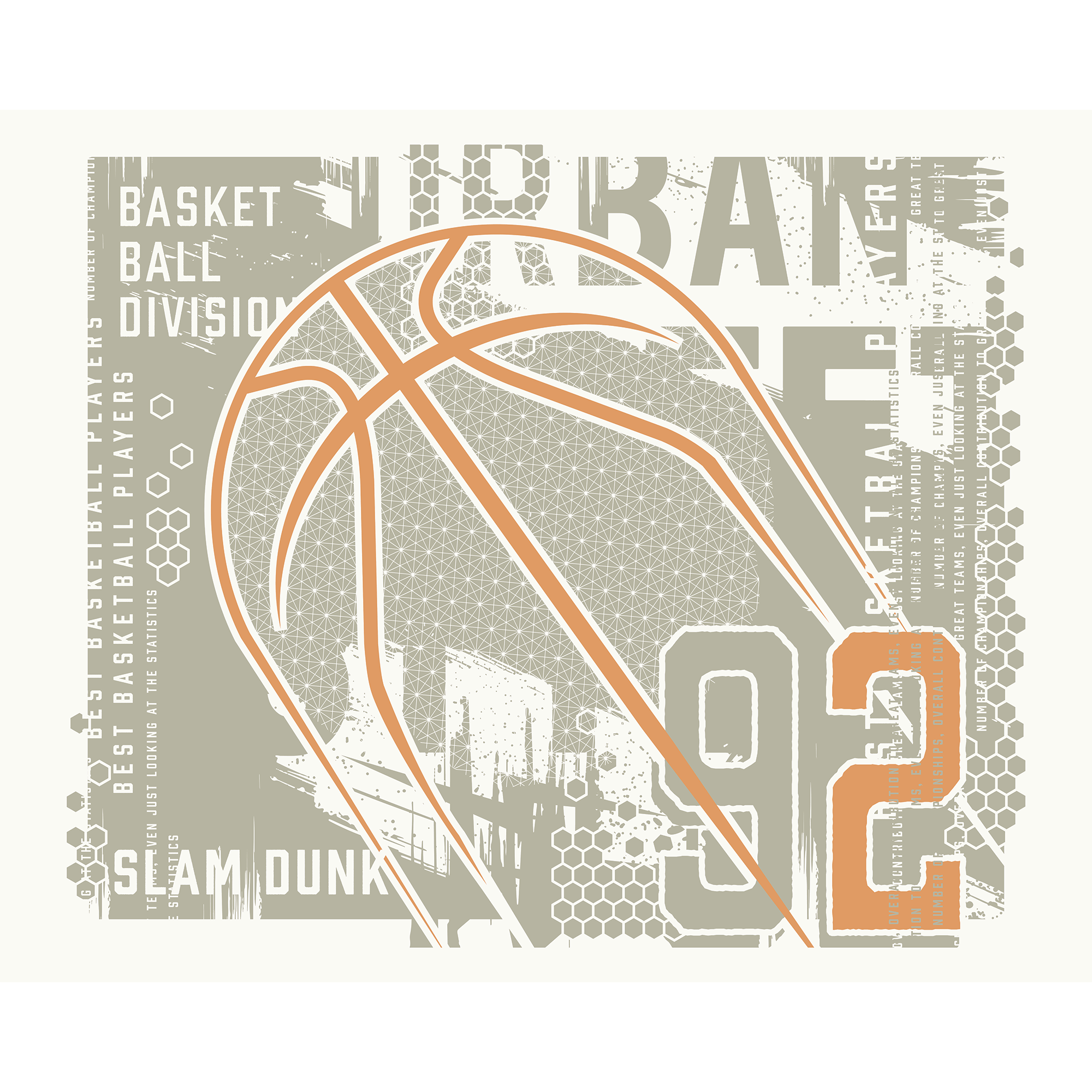 Modern Basketball Grey Mural (Large) by Origin Murals