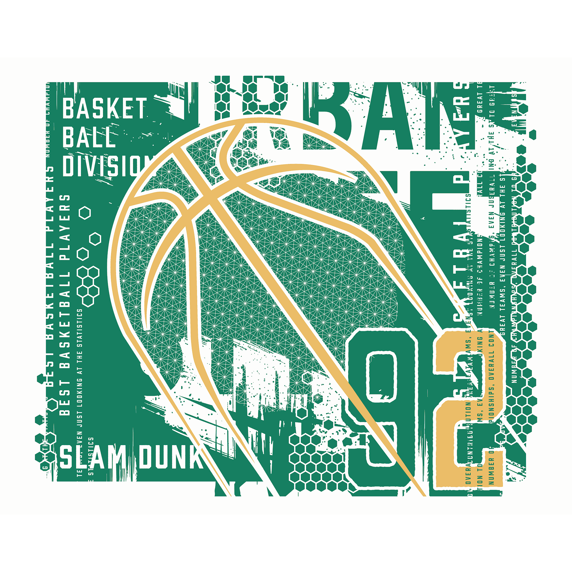 Modern Basketball Green Mural (Large) by Origin Murals