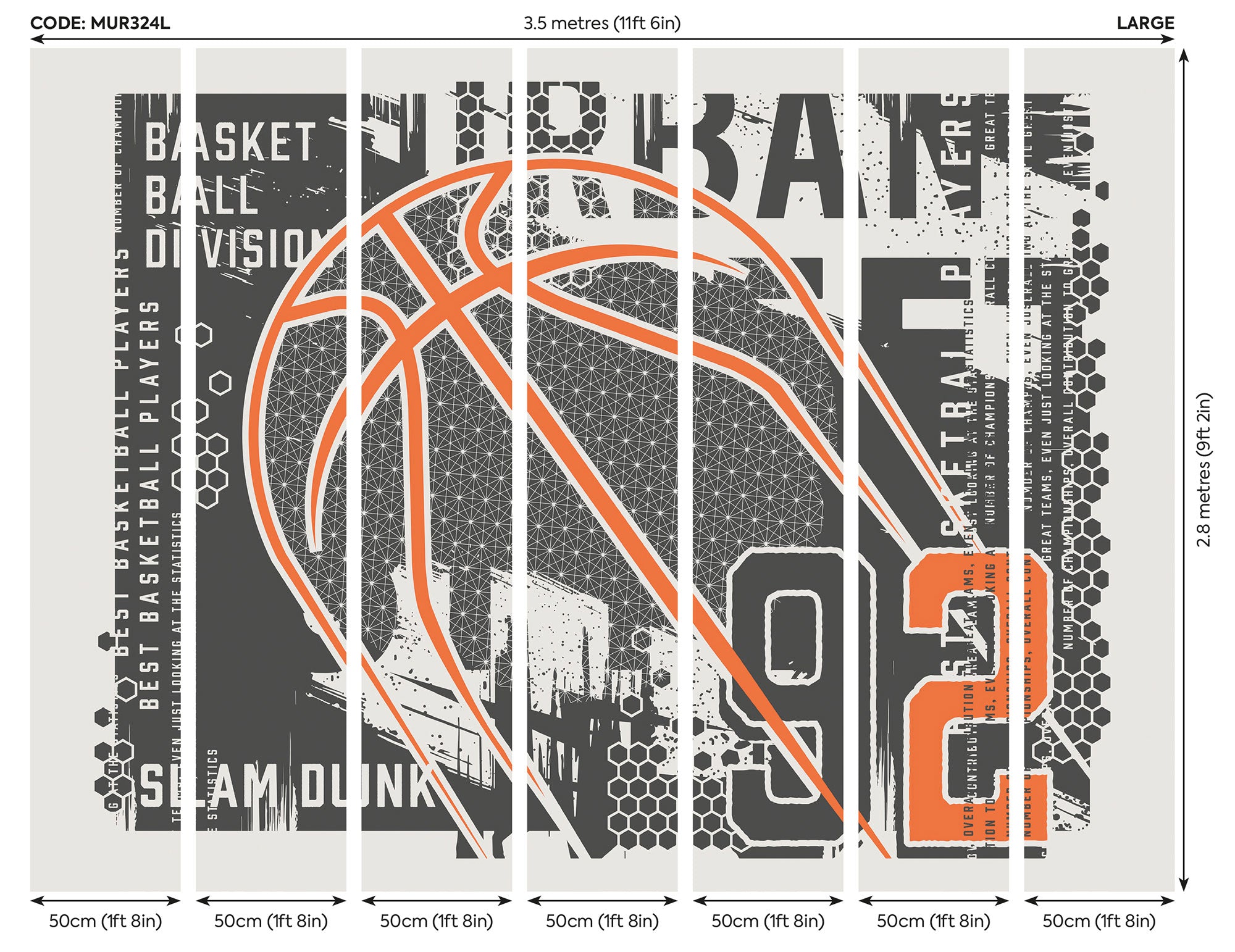 Modern Basketball Black Mural (Large) by Origin Murals