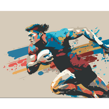 Rugby Player In Graphic Style Natural Mural (Large) by Origin Murals